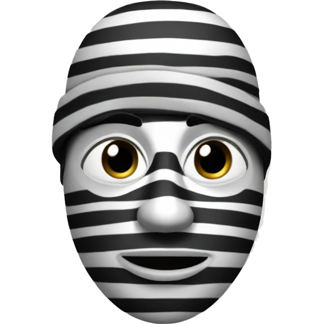 black and white striped robber emoji