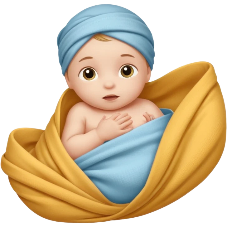 baby im Tuch eingewickelt. neugeborenes. seitlich liegend. emoji