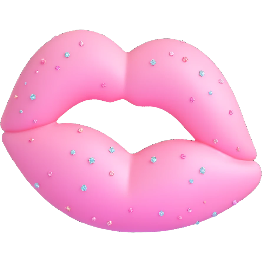 pastel pink kiss mark with sparkles, soft and cute, 3D style emoji