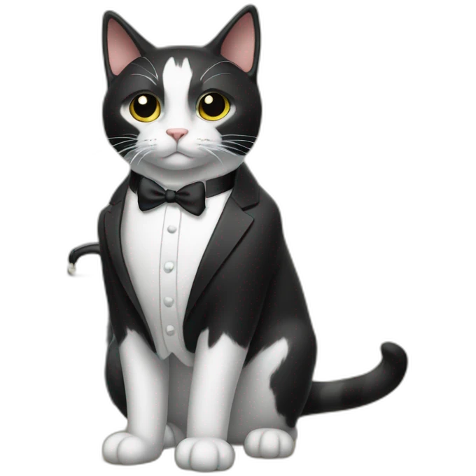 Tuxedo cat in a suit with briefcase emoji