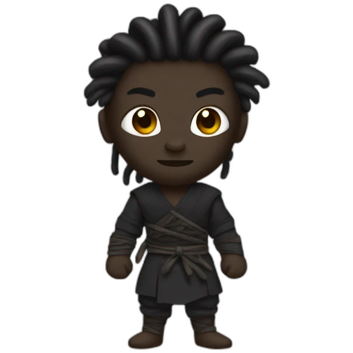 black skin tone dread head ninja emoji