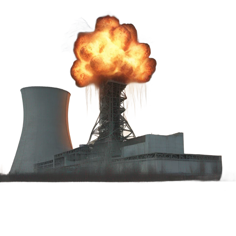 super-realistic exploded Chernobyl nuclear power plant emoji