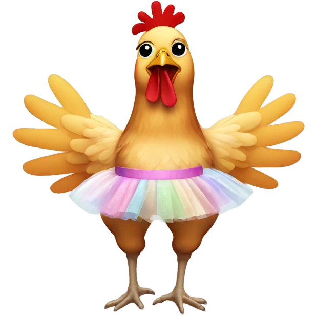 A chicken with a ballerina tutu emoji