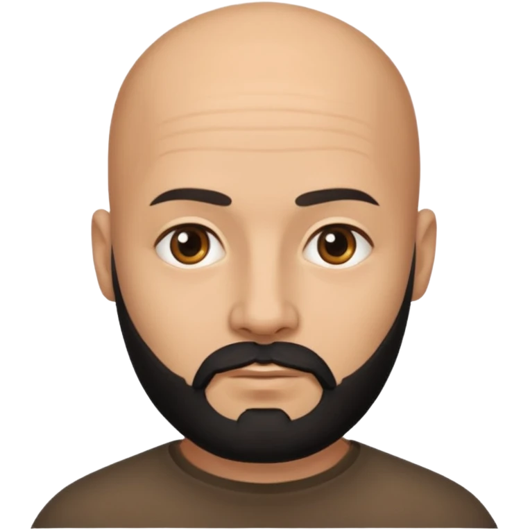 Bald fully 1x1 squared head man with black beard emoji