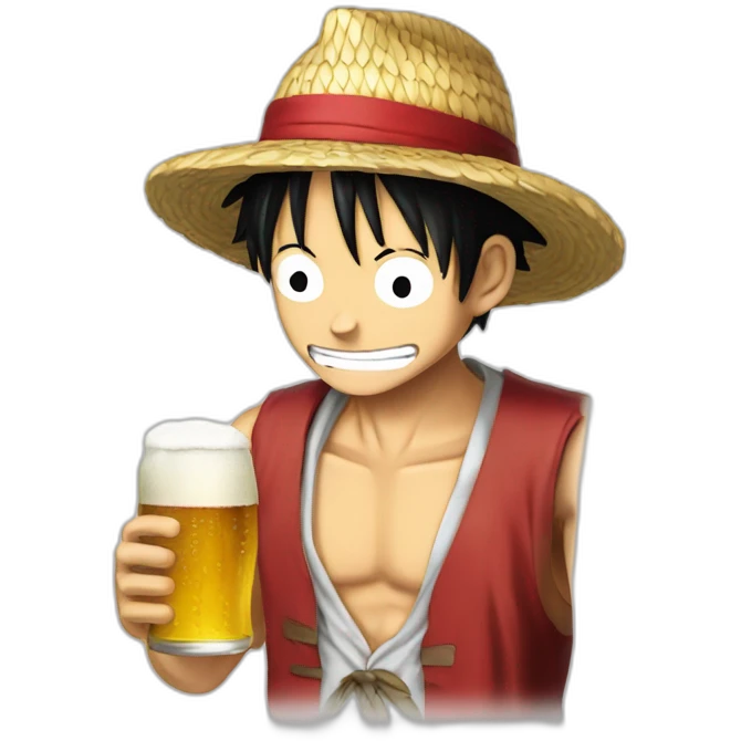 Luffy bois une bière emoji