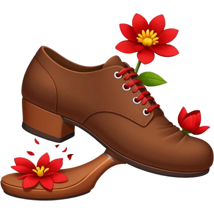 A shoe, stepping on, and crushing a flower emoji