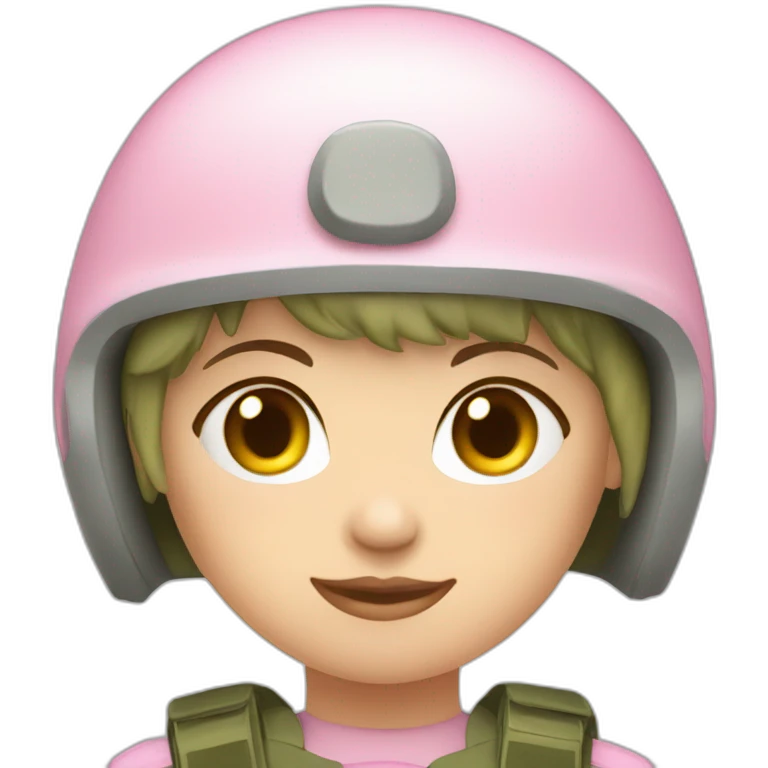 pink short hair white skin army girl with the helmet emoji