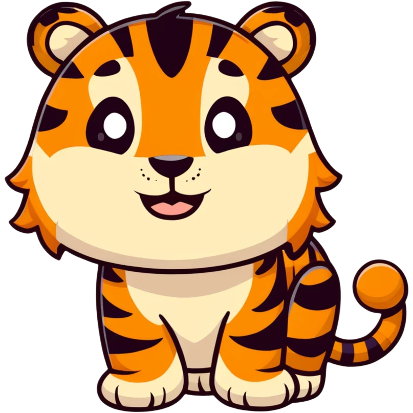 Cartoon tiger with big smile emoji