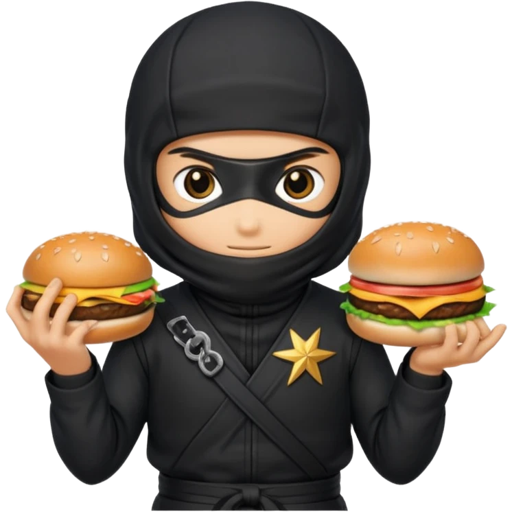 ninja with hambuger and suriken emoji