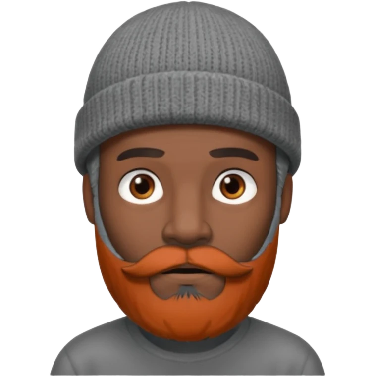 A dark-skinned man with a gray beanie, brown eyes, and a dark gray beard, wearing a calm expression. emoji