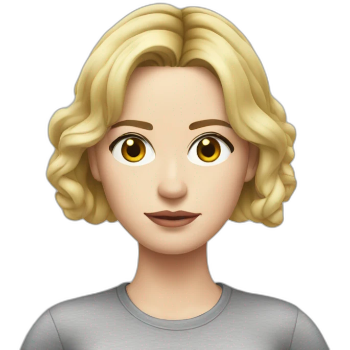 blonde Emily blunt serious wearing tee emoji
