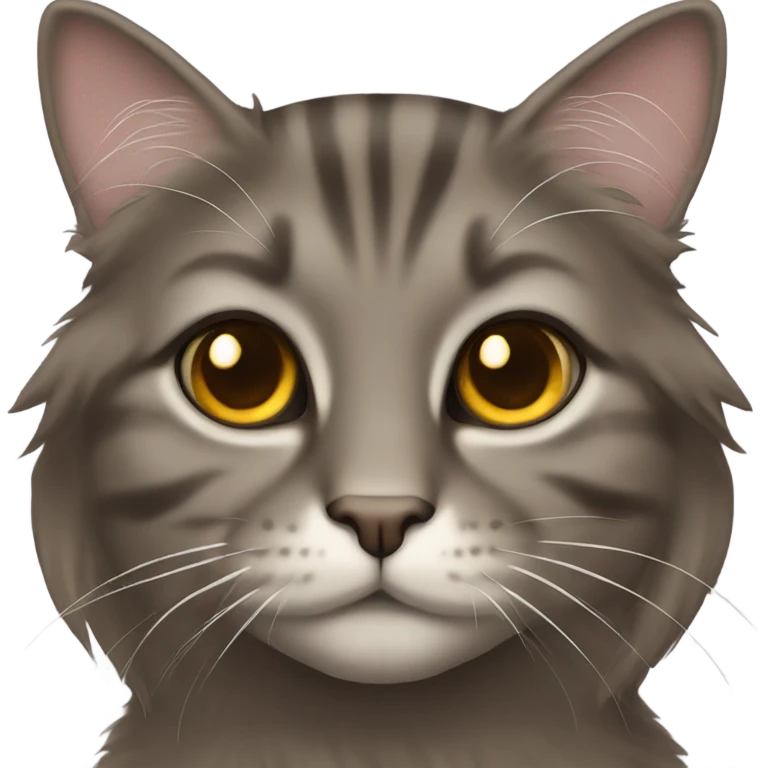 Long hair dark tabby cat with brown eyes emoji