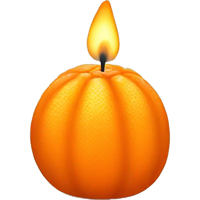 A candle in the form of a peeled tangerine emoji