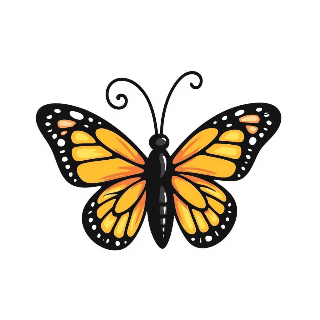 colorful butterfly, playful crayon doodle style, simple and childlike, centered on white emoji