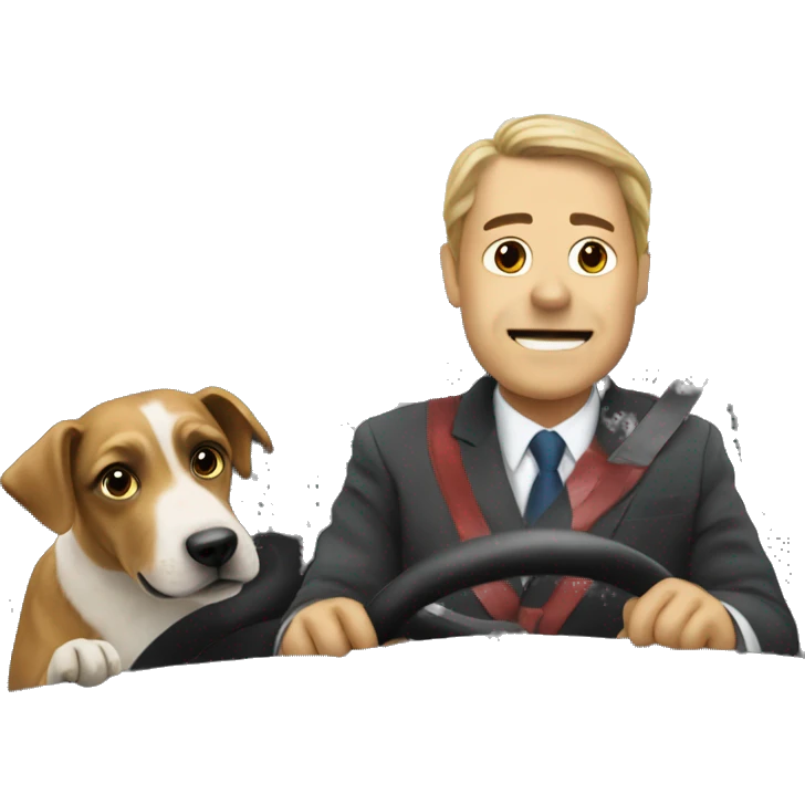 Dog driving a minister emoji