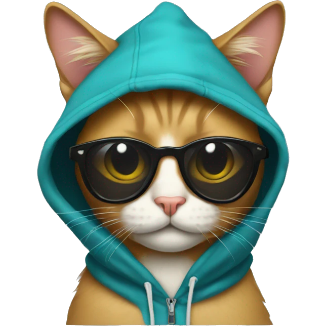 My cat wearing sunglasses and hoodie emoji