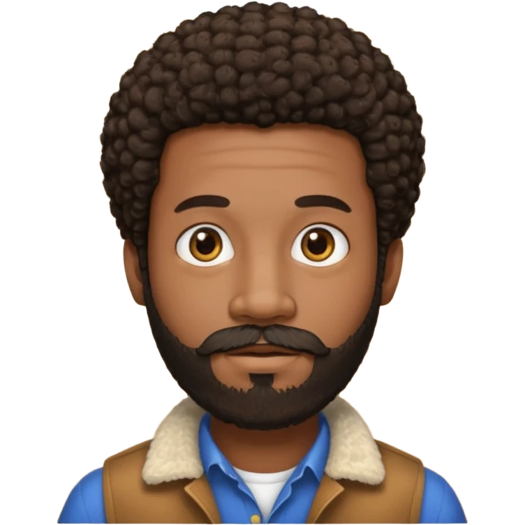 black man with beard, mustache, and short afro emoji