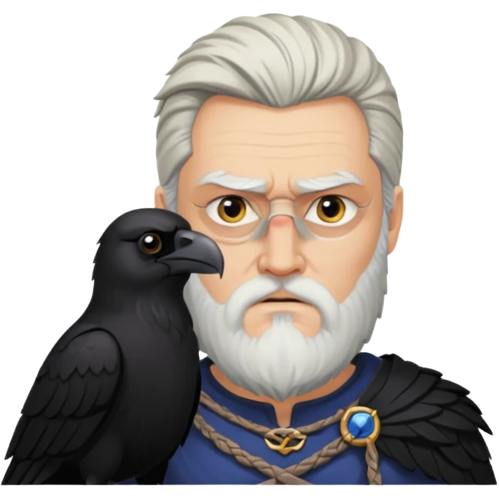 norse god odin with one eyepatch on his left eye and raven on his shoulder emoji