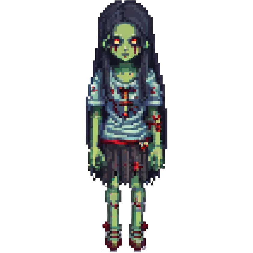 girl zombie with black long hair emoji