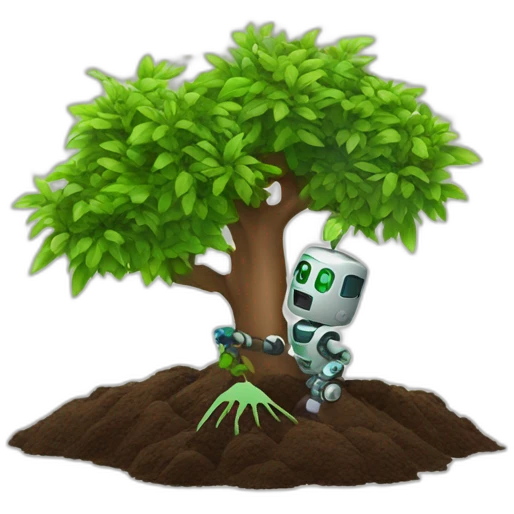Robot planting tree emoji