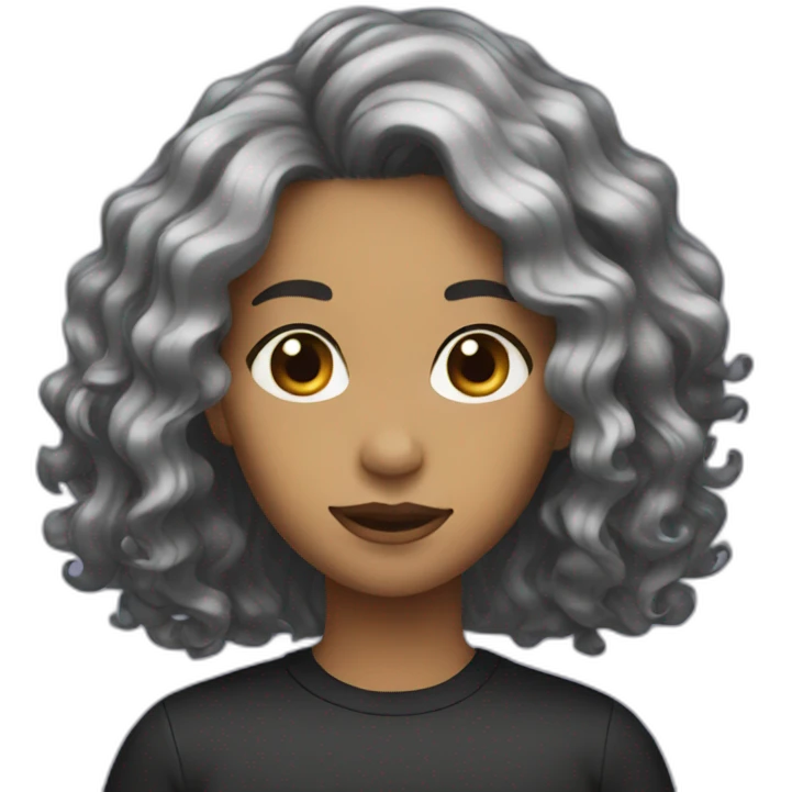 Wavy black hair emoji