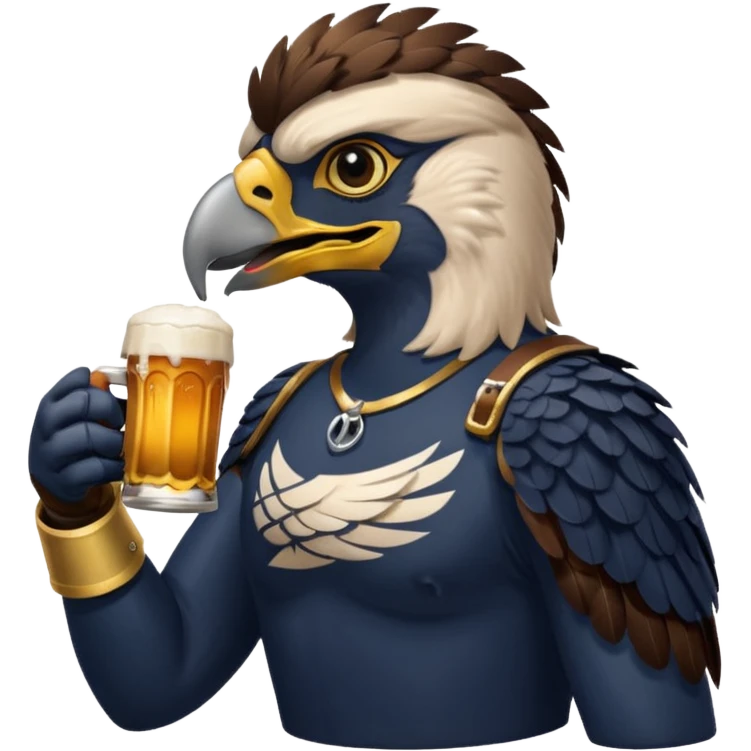 Seahawk drinking beer emoji