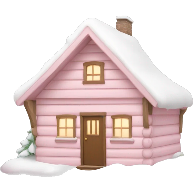 light pink cabin with snow emoji