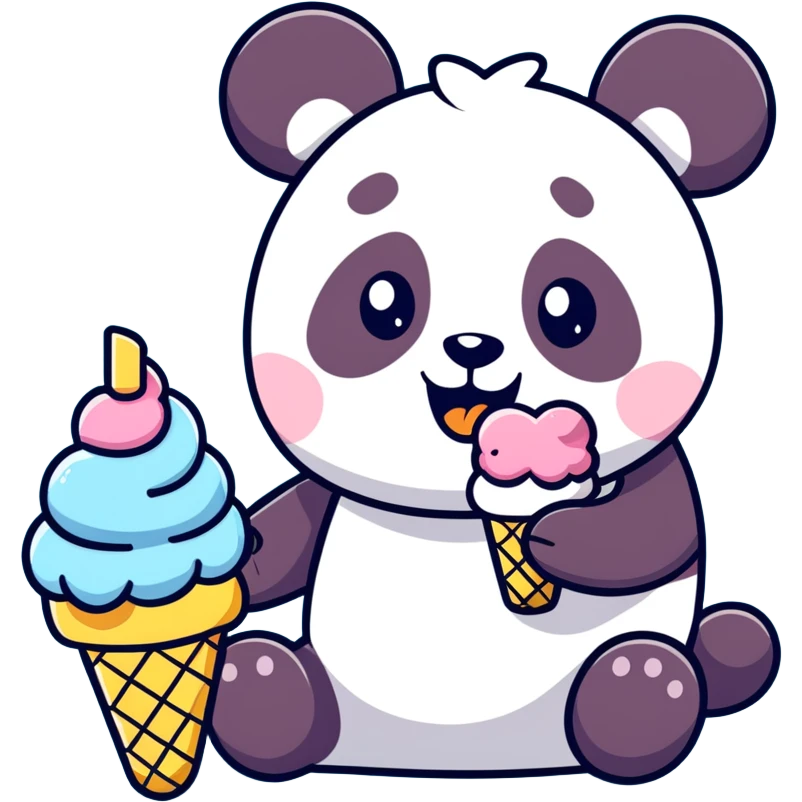 Panda eating ice cream emoji