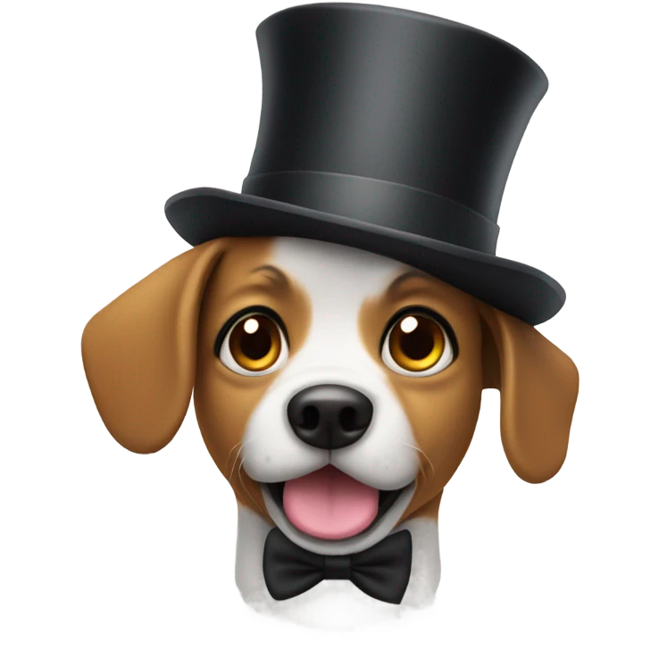 Confused dog with a top hat  emoji