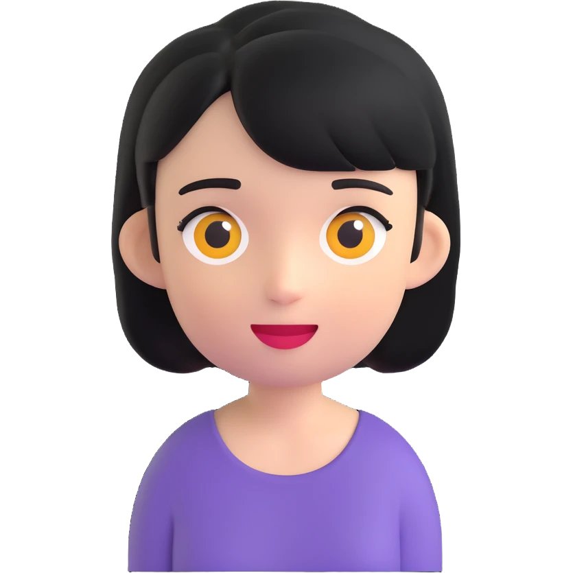 girl with short black hair, 3d emoji style emoji