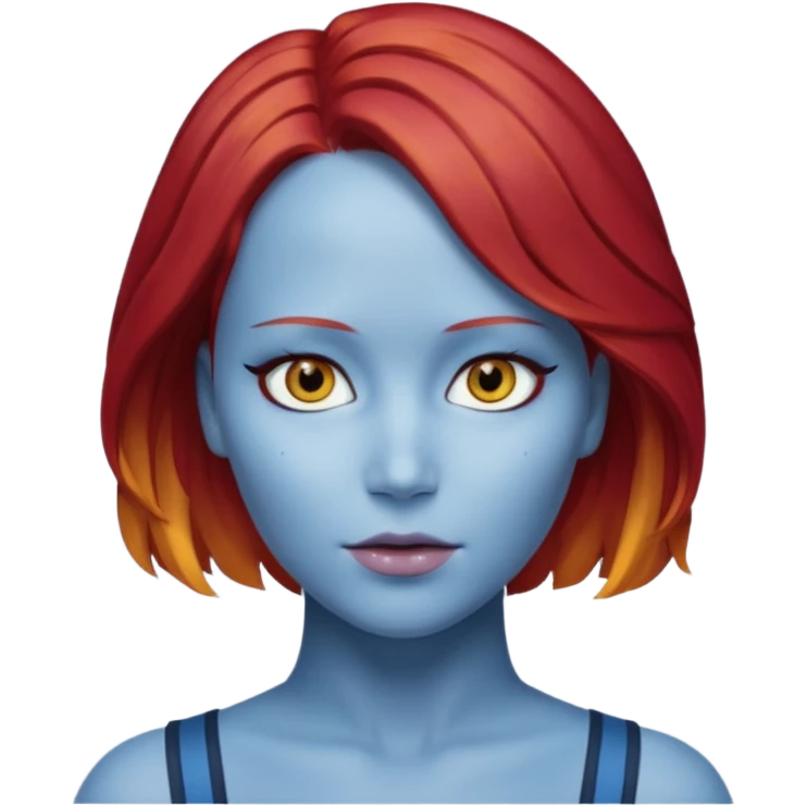 x-men mystique red hair yellow eye looks like jennifer lawrence emoji