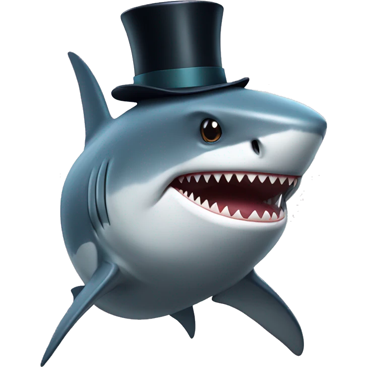 Shark with a top hat emoji