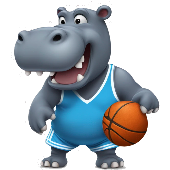 hippopotamus playing basketball emoji