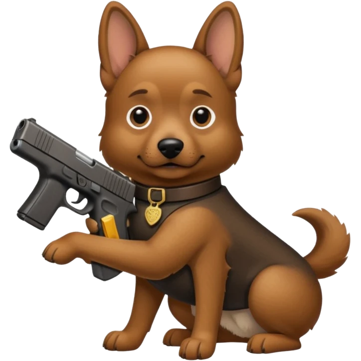 A dog holding a Glock  emoji