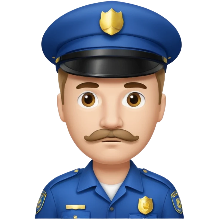 Male police officer wearing white cap, mustache, realistic portrait emoji