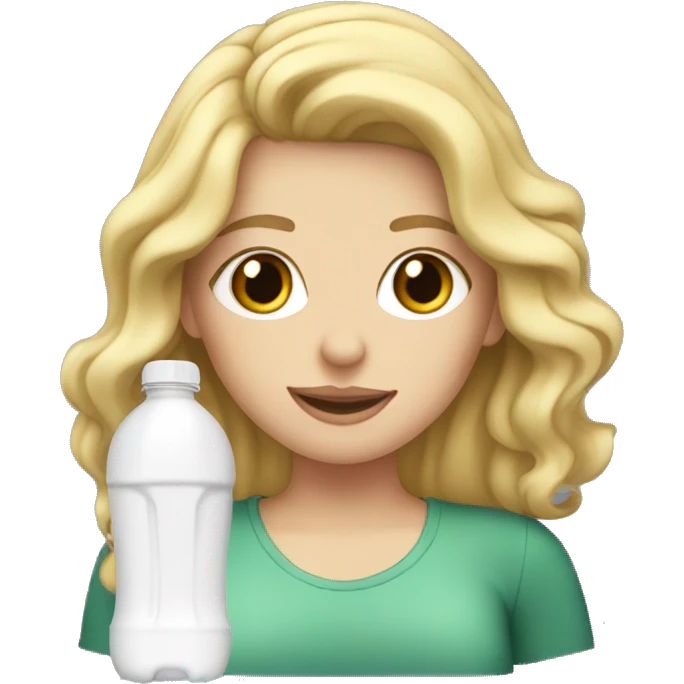 white girl drinking bottle with wavy blonde hair  emoji