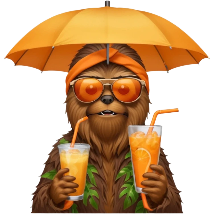 a wookiee wearing sunglasses drinking a tropical drink emoji