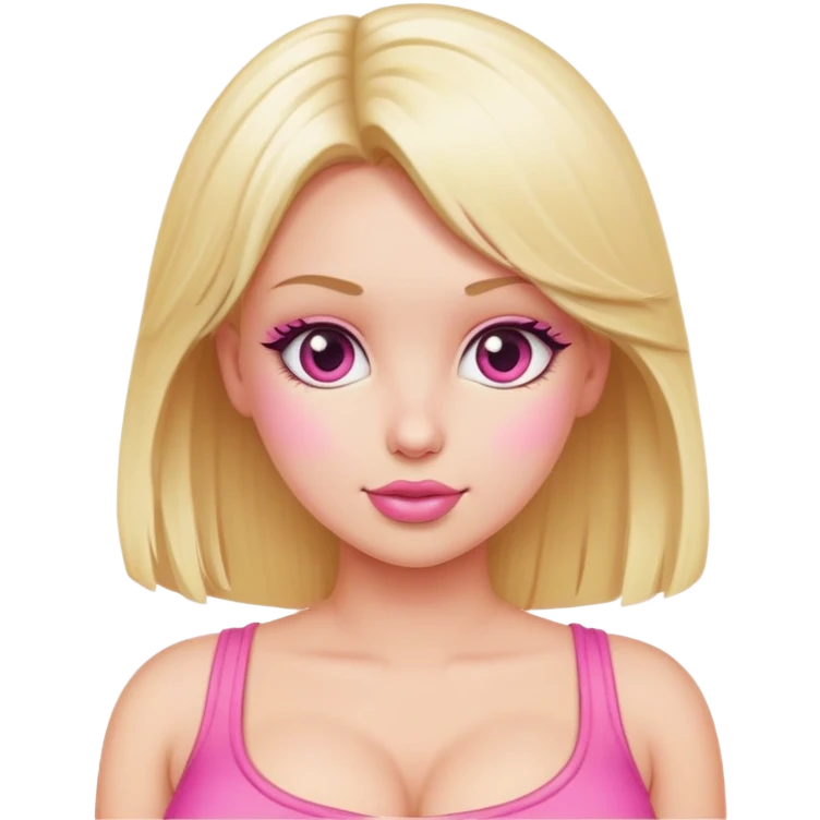 blone bimbo girl in pink with big boobs emoji