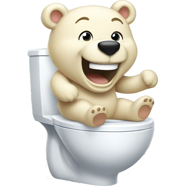 white bear laughing on the toilet with blond hair emoji
