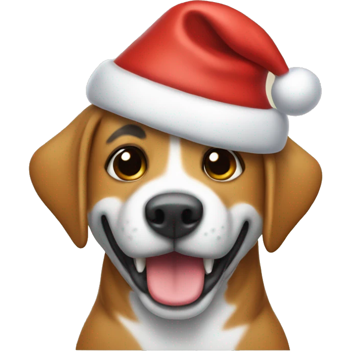 Dog with dinosaur costume and a santa hat emoji