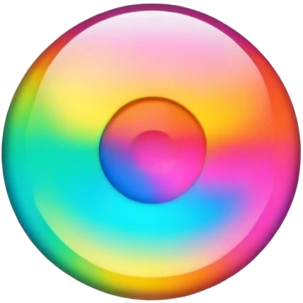 Psychedelic colored round beveled button emoji