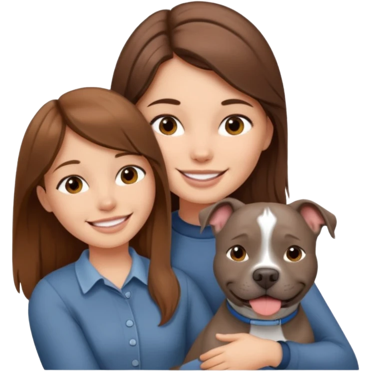 Grey pitbull with Brown haired Girl  emoji