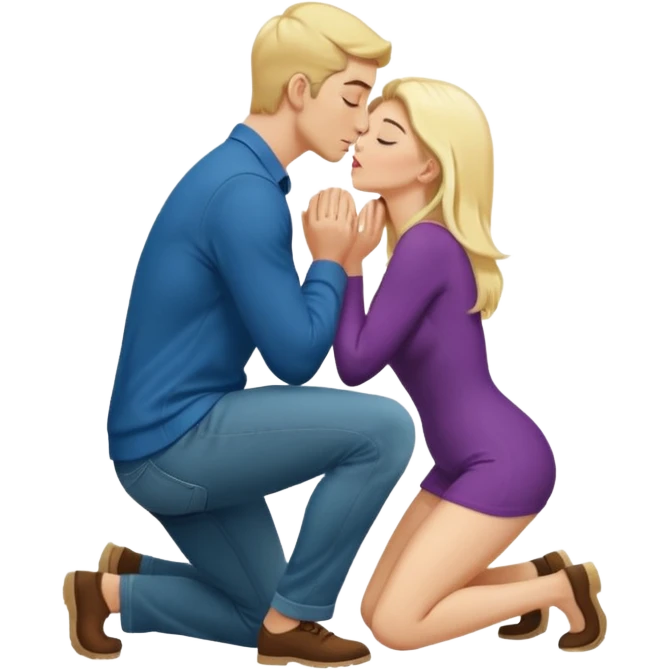 naked man, kneeling, Kissing Butt of a naked blonde Woman emoji