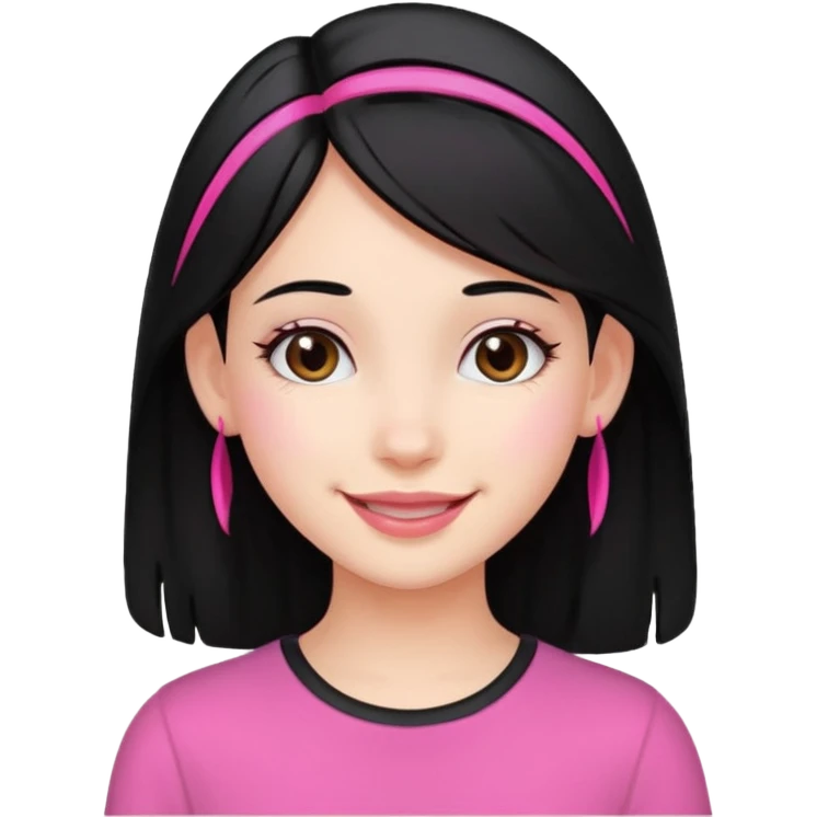 girl with black hair and pink streak by ear emoji