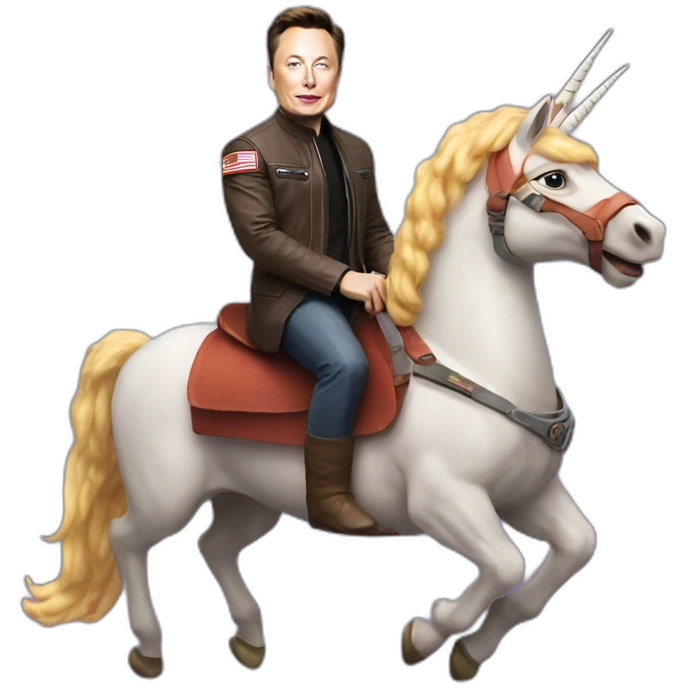 Elon musk riding a unicorn to mars emoji