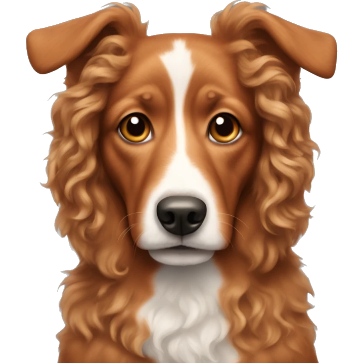 Light red dog with curly hair on ears and a white snout emoji