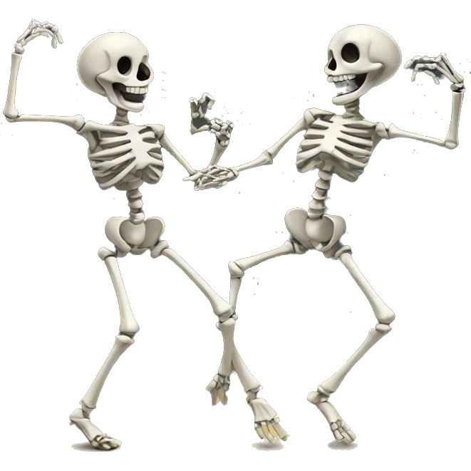 2 dancing skeletons emoji