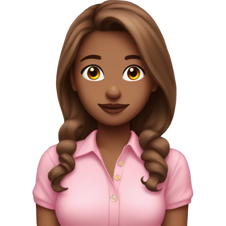 pretty girl with brown hair in pink shirt coquette aesthetic  emoji