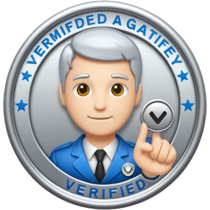Holding a verified badge with government sign emoji