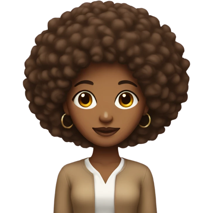 A brown girl with an afro, emoji style emoji